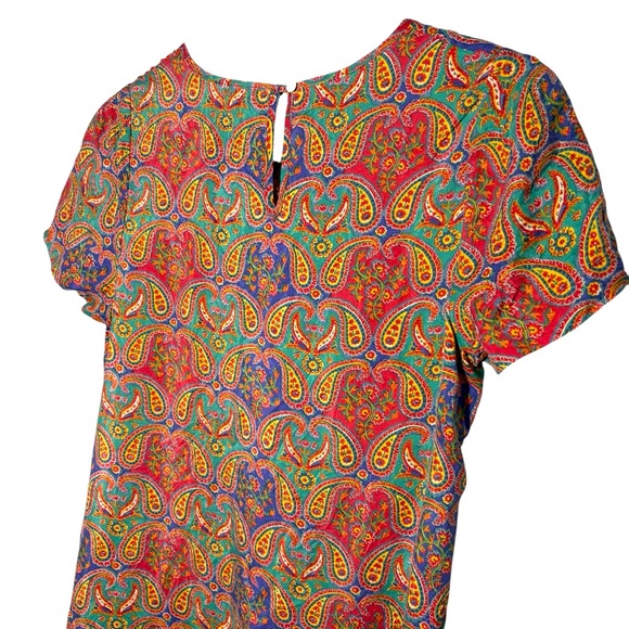 FAHERTY | Women’s Multicolor 100% Silk Paisley Floral Midi Dress size Medium - Picture 10 of 12